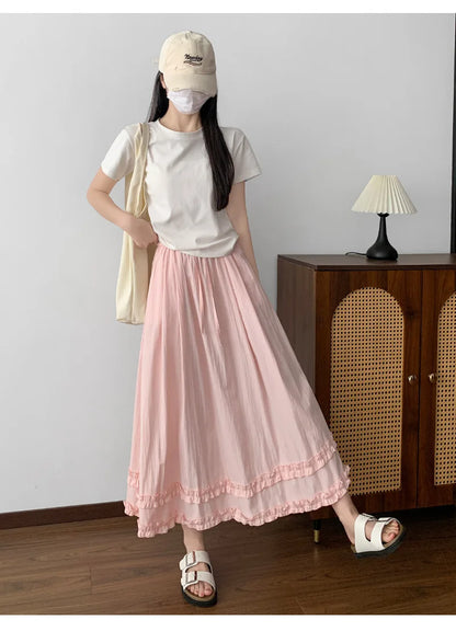 Ruffle Hem Maxi Skirt