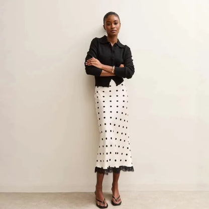 Polka Dot Satin Skirt