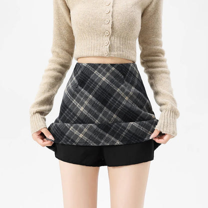 Grey Plaid Winter Skirt