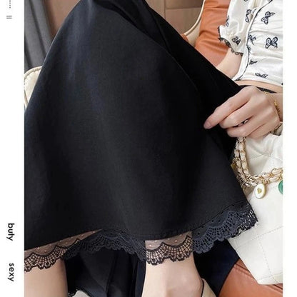 Lace Hem A-Line Long Skirt