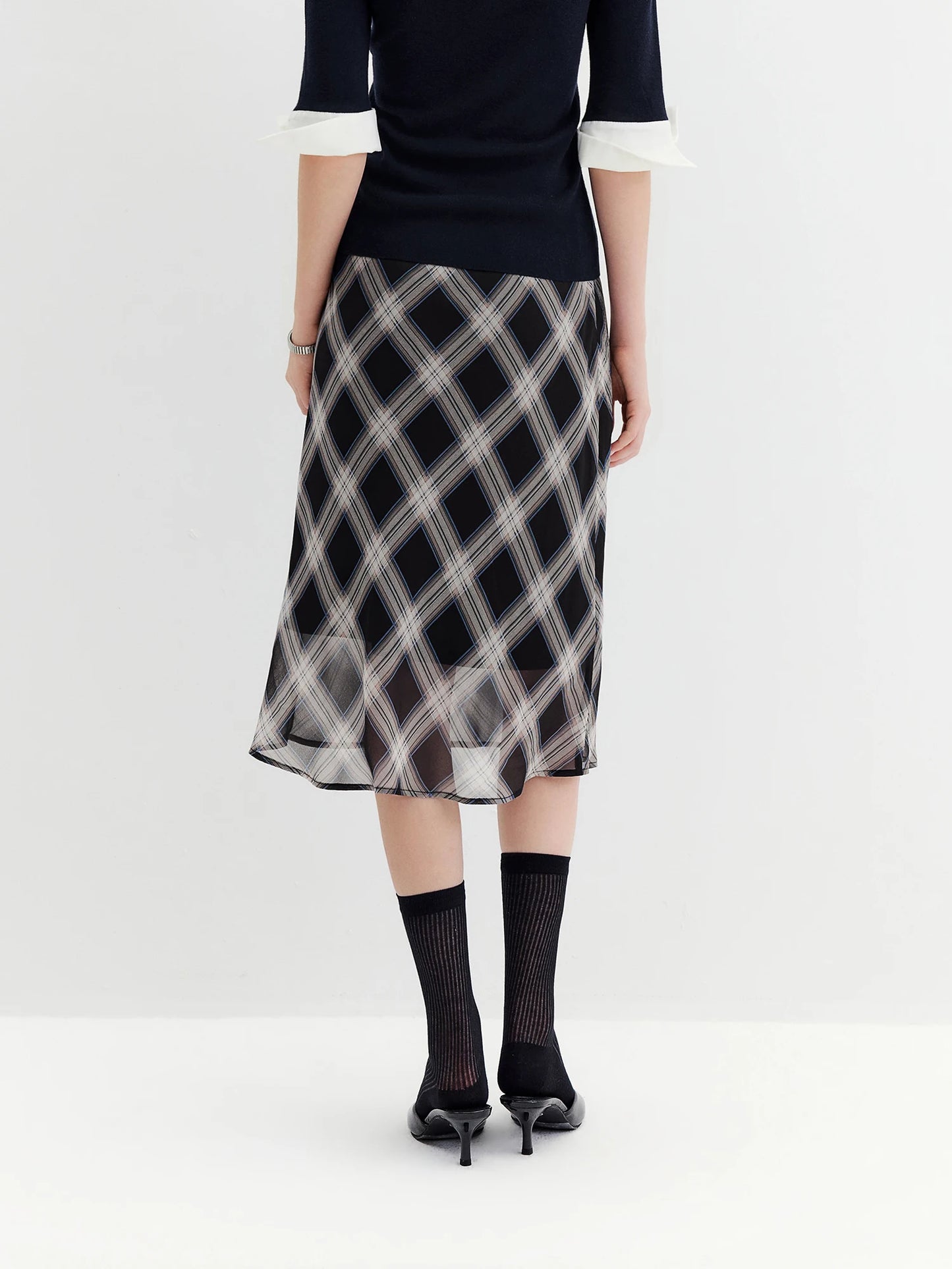 Chiffon Straight Midi Skirt
