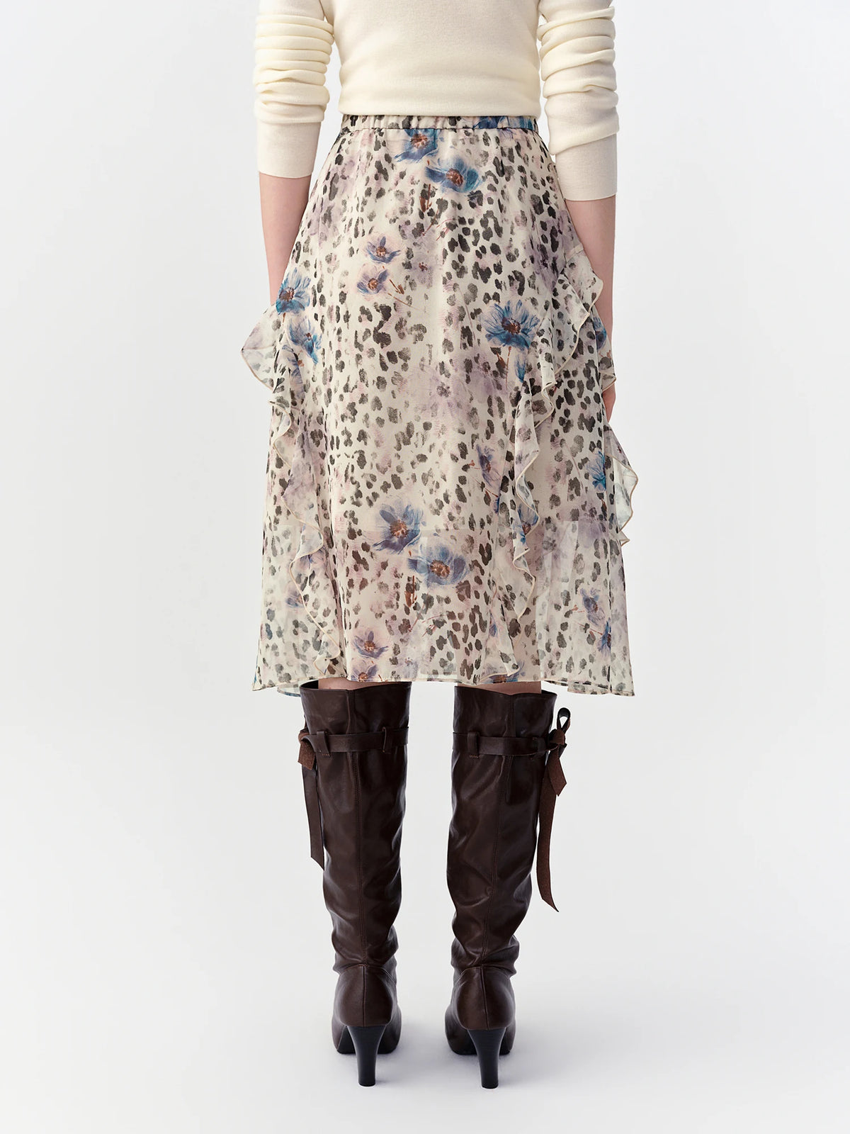 Midi Skirt with Ruffles