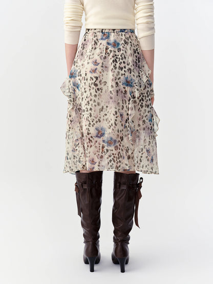 Midi Skirt with Ruffles