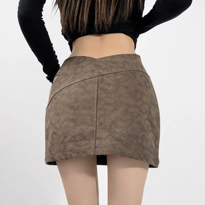 Faux Leather Brown Skirt