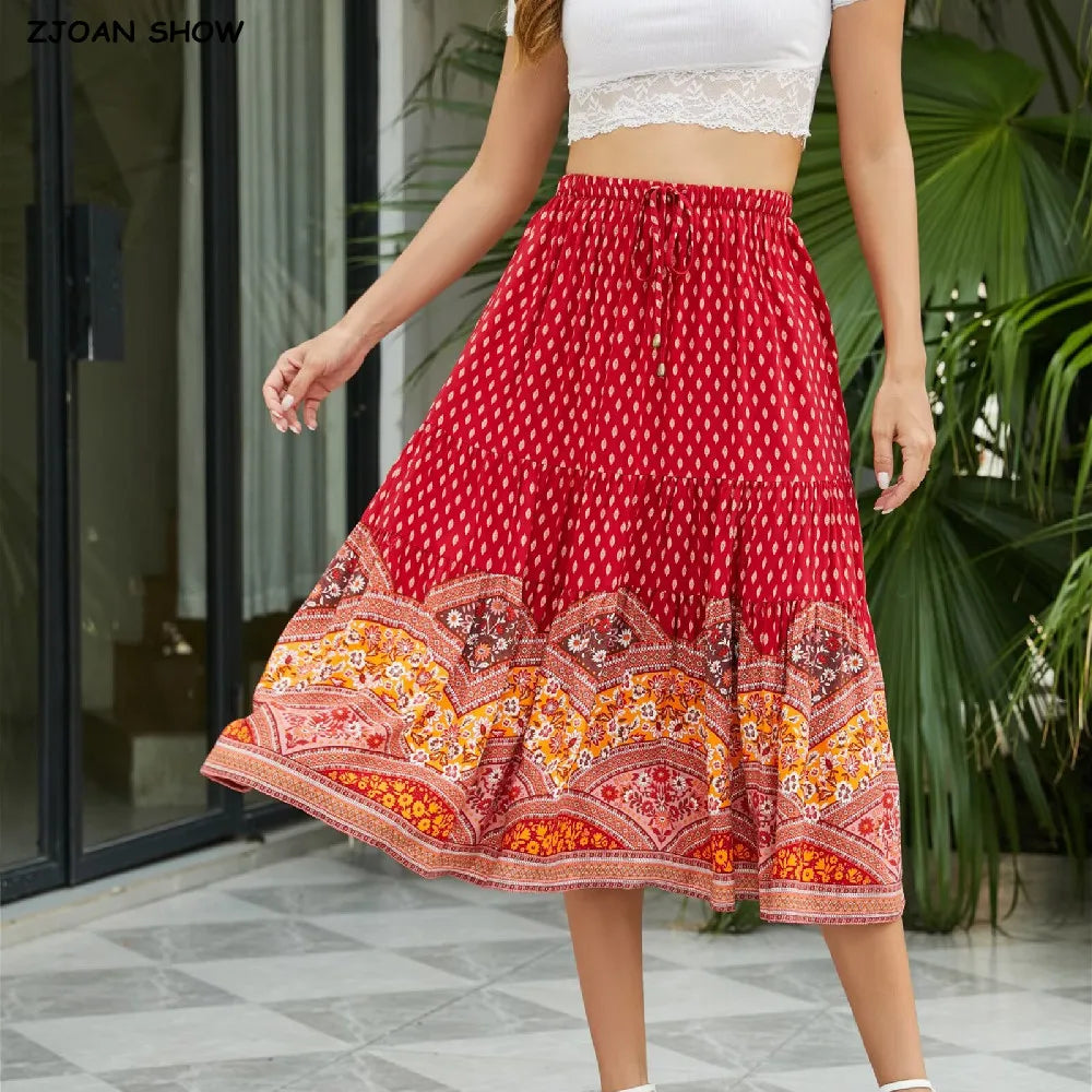 Red Boho Skirt