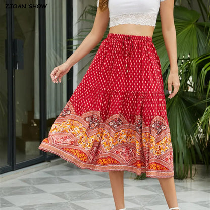 Red Boho Skirt