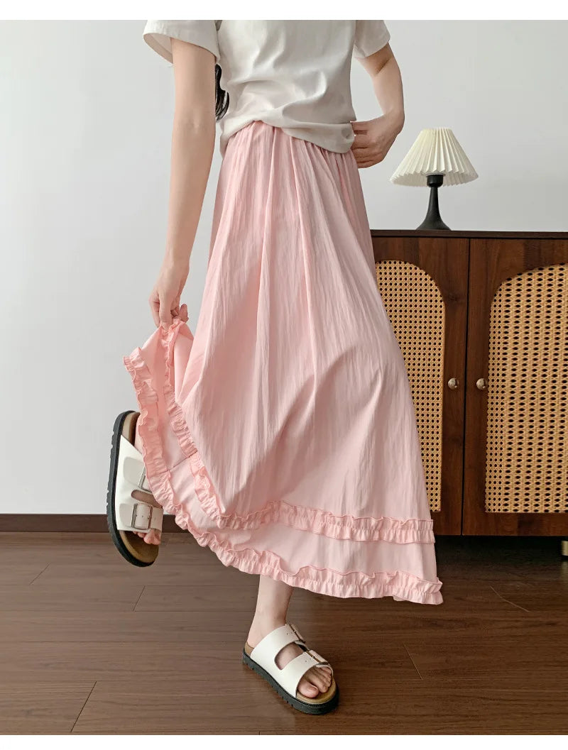 Ruffle Hem Maxi Skirt