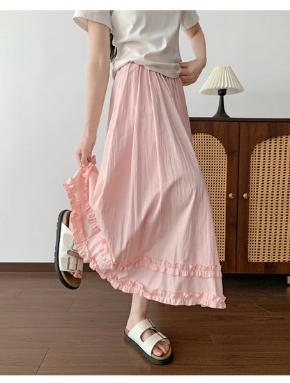Ruffle Hem Maxi Skirt