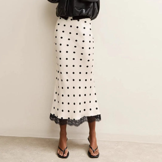 Polka Dot Satin Skirt