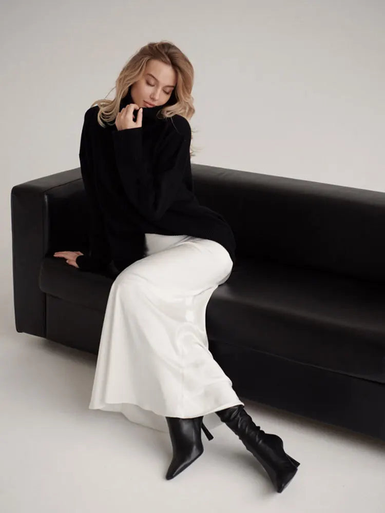 White Satin Maxi Skirt