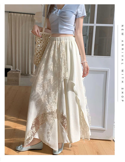 Lace Layered Maxi Skirt