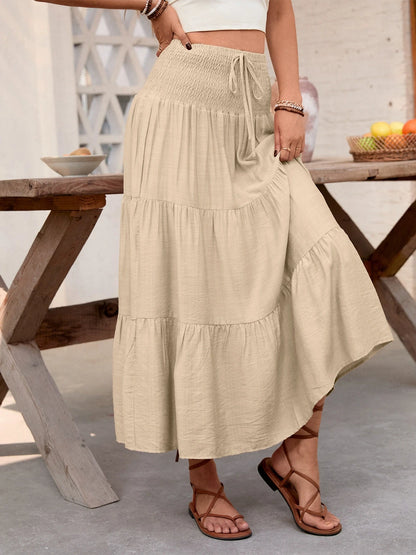 Beige Boho Maxi Skirt