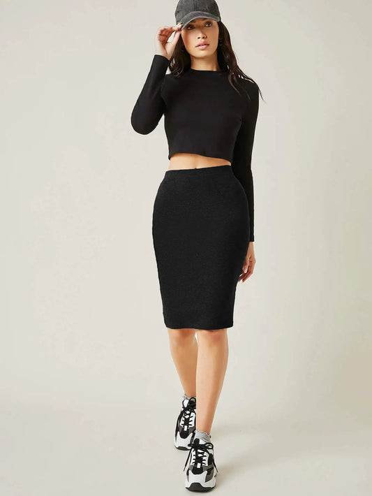 Black Jersey Pencil Skirt