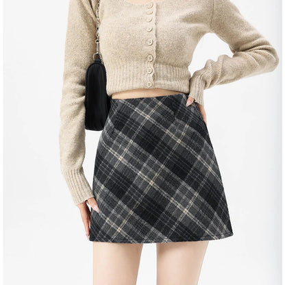 Grey Plaid Winter Skirt