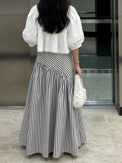 Grey Striped Maxi Skirt