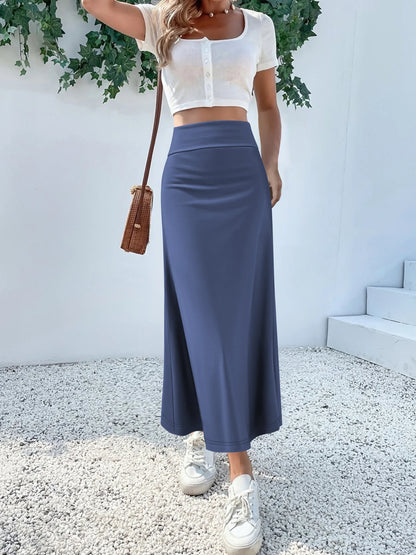 Blue A-Line Long Skirt