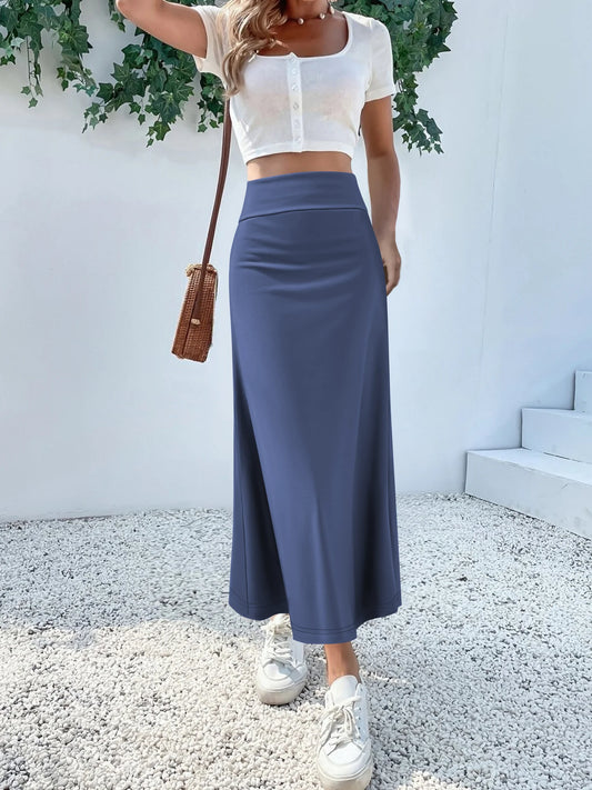 Blue A-Line Long Skirt