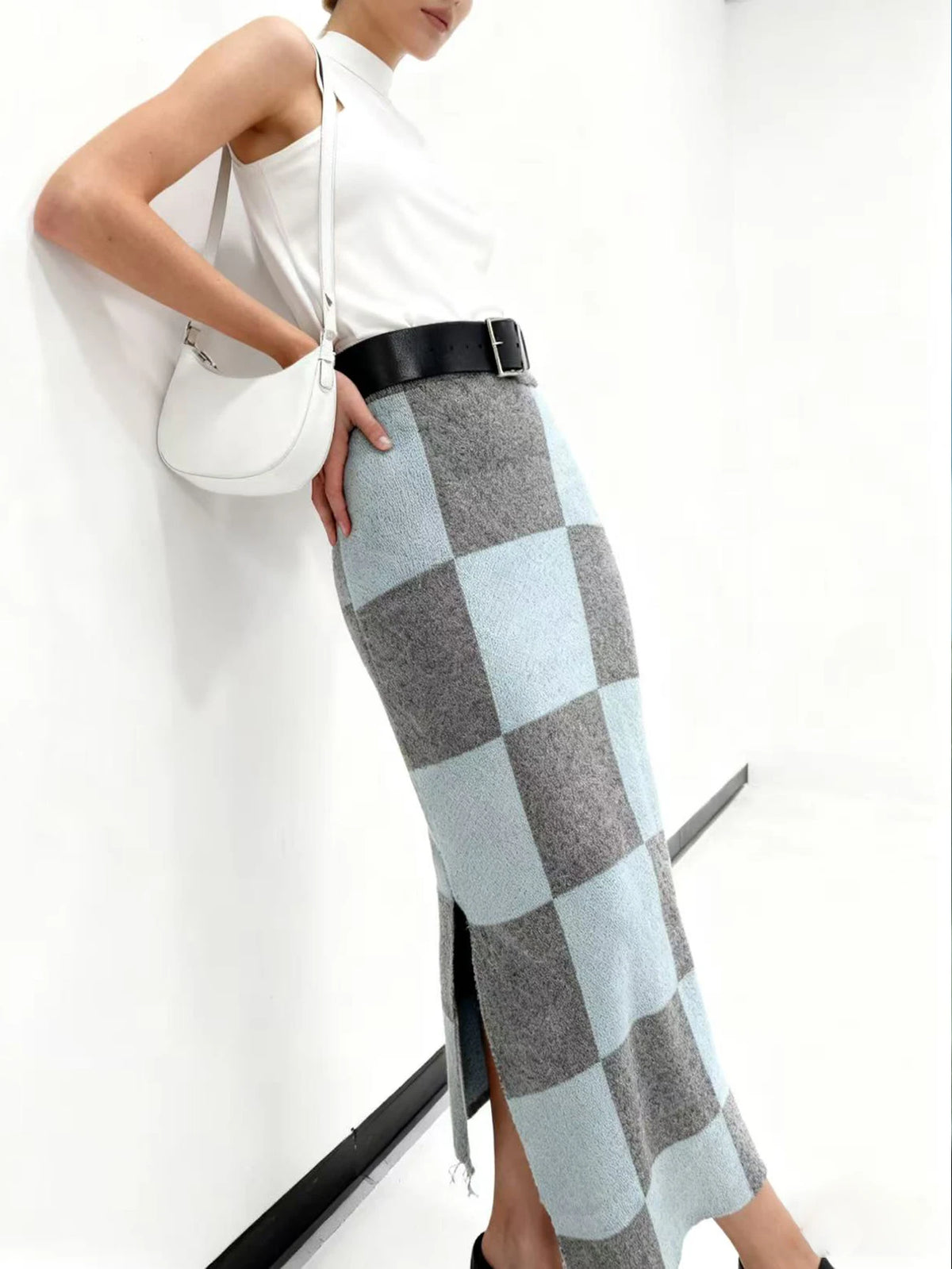 Checkerboard Knit Skirt