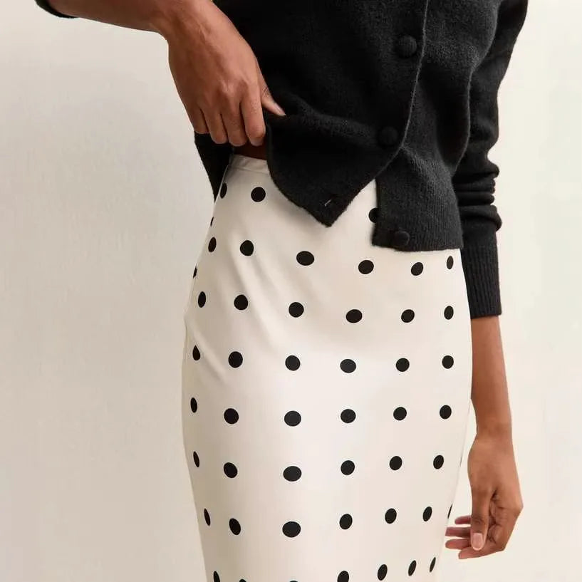 Polka Dot Satin Skirt