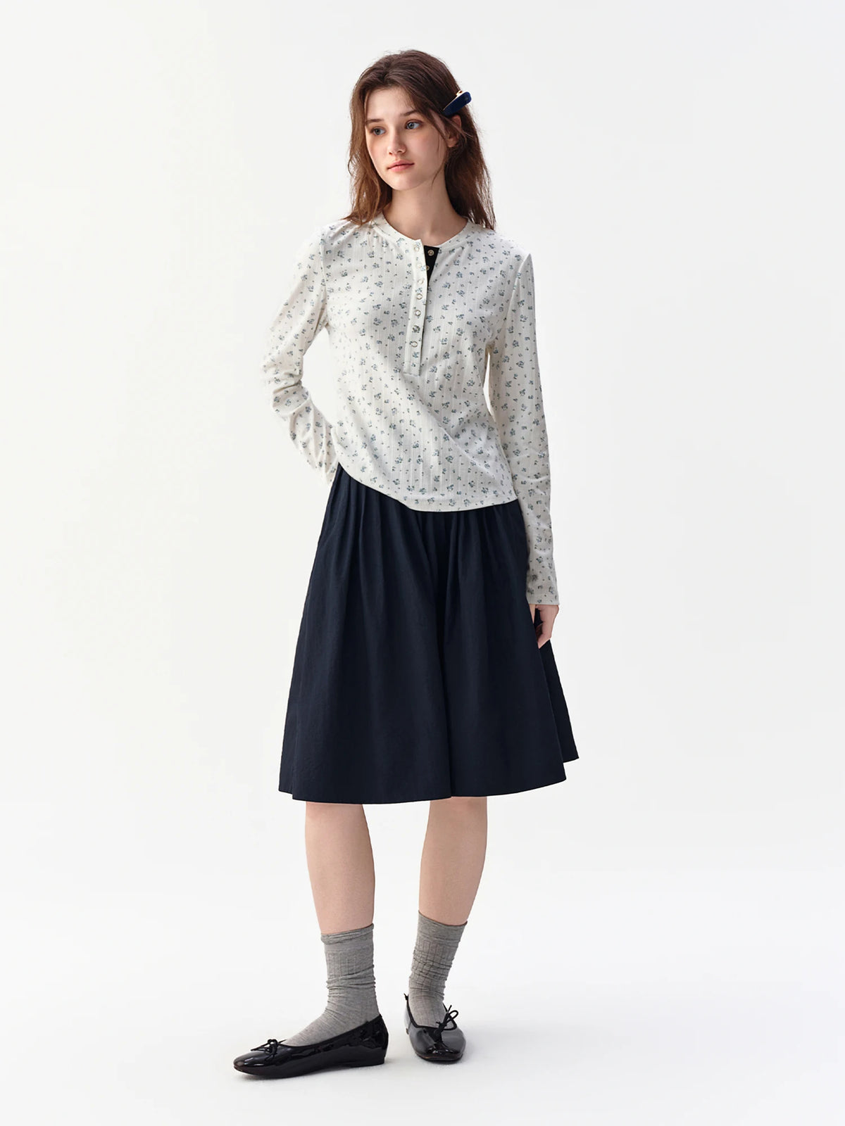 Navy Midi Skirt