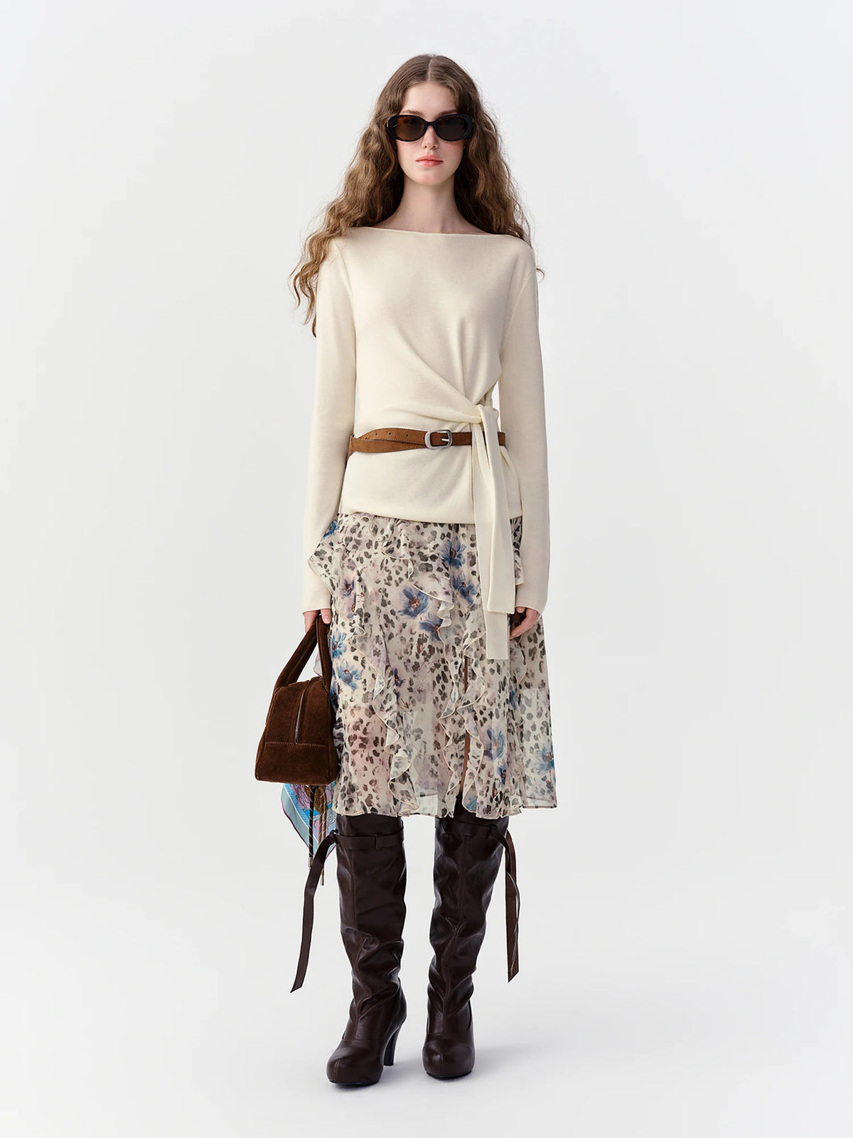Midi Skirt with Ruffles