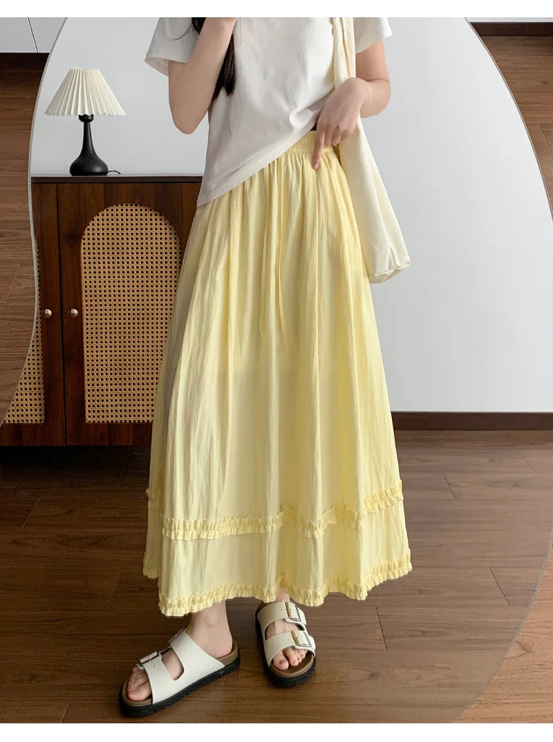 Ruffle Hem Maxi Skirt
