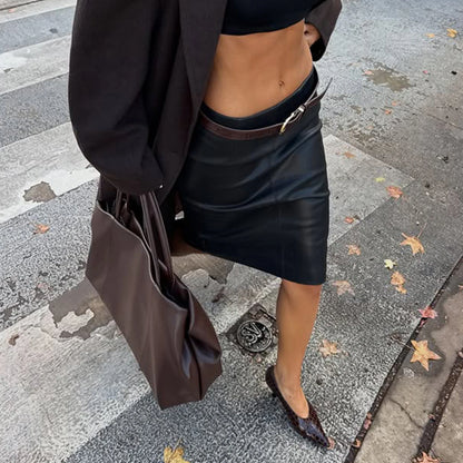 PU Leather Pencil Skirt