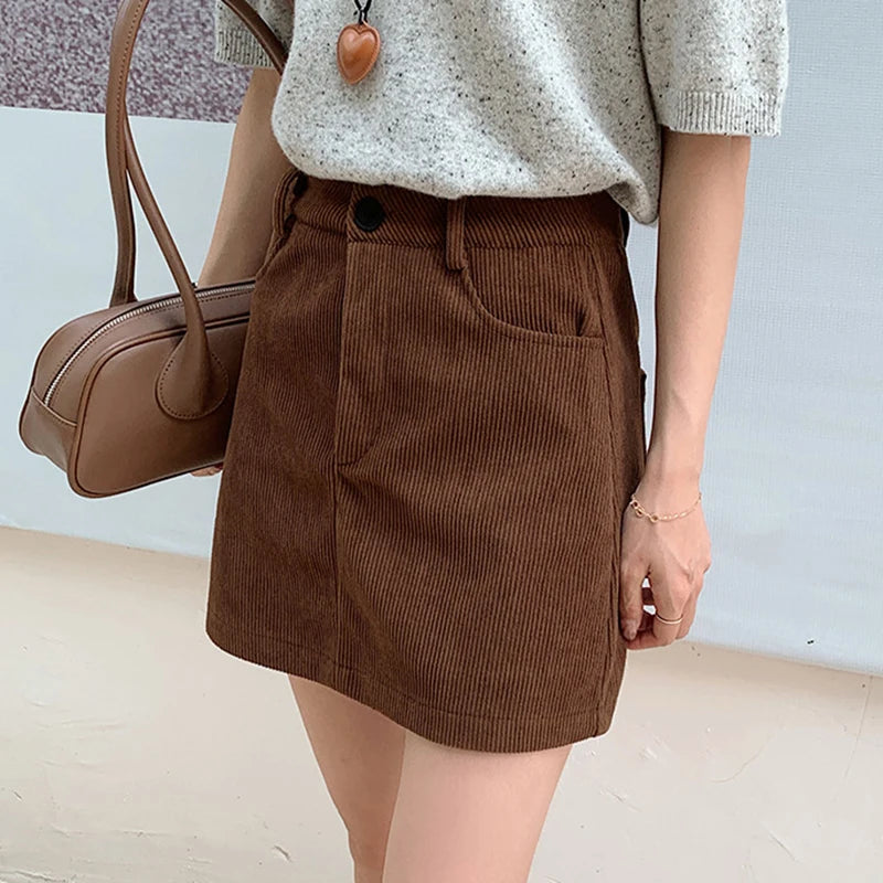 Brown Corduroy Skirt