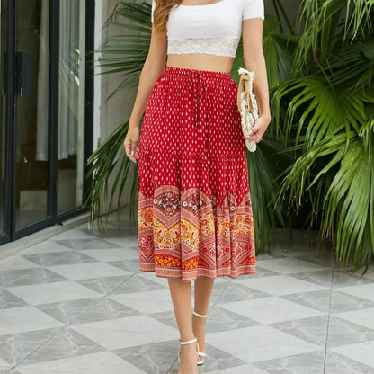 Red Boho Skirt