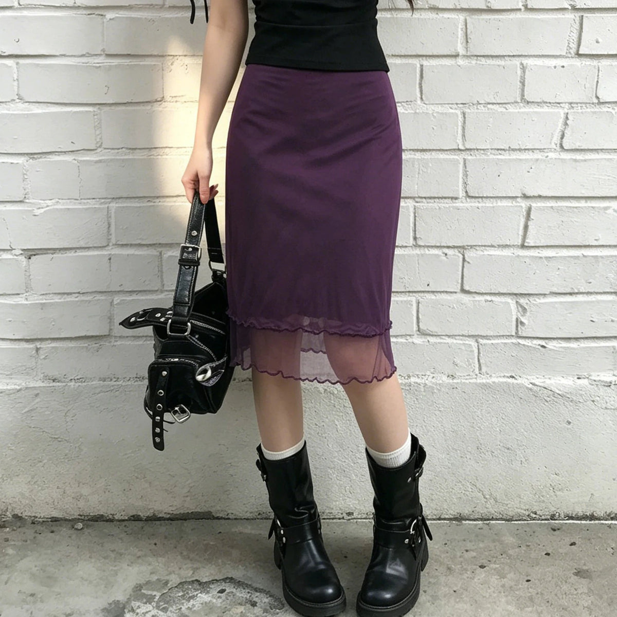 Purple Midi Skirt