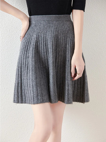 Grey Merino Wool Skirt
