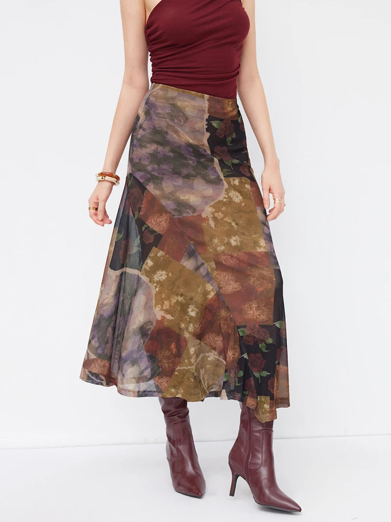 Vintage  Mesh Long Skirt