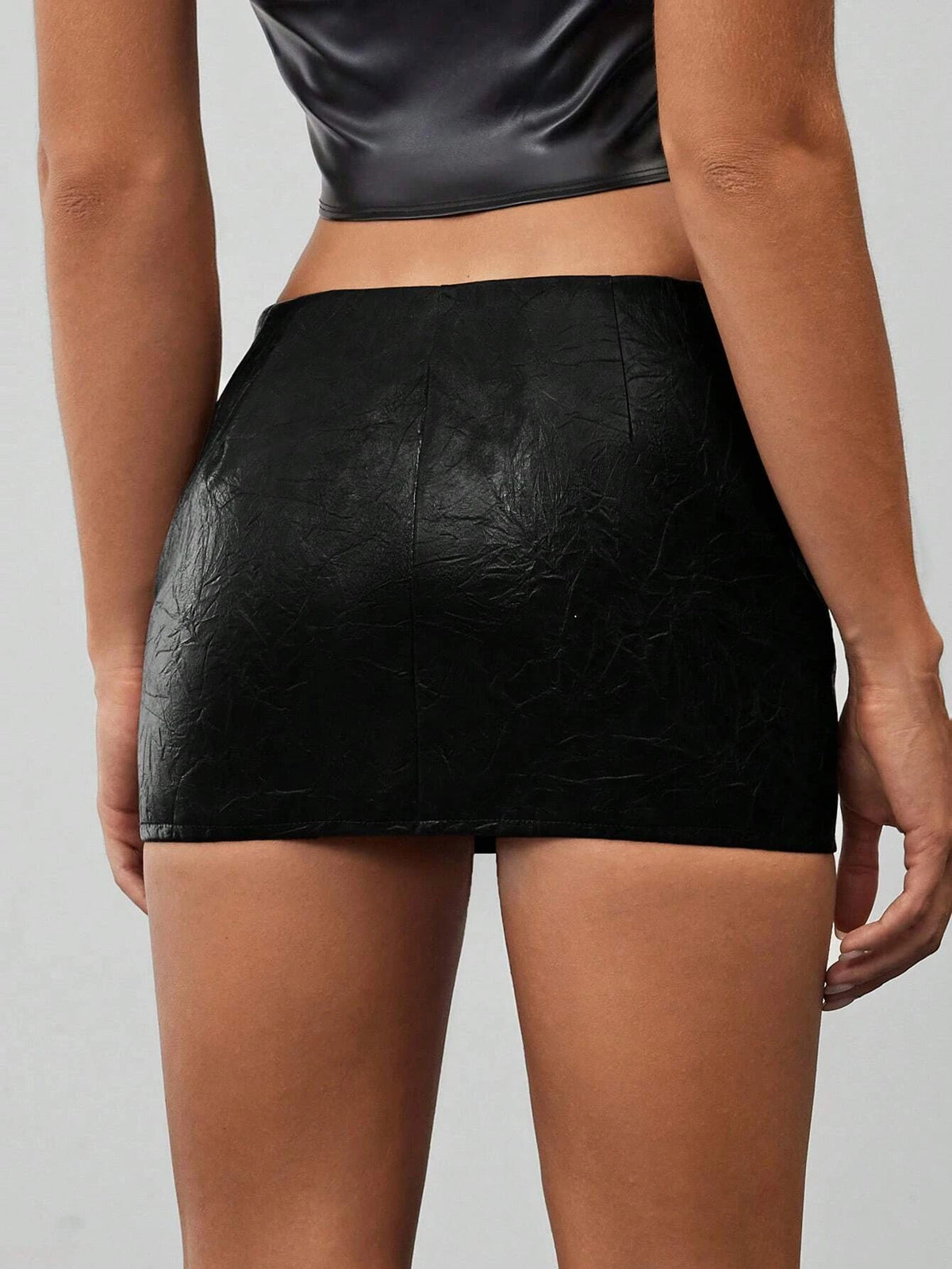 Faux Leather Black Mini Skirt