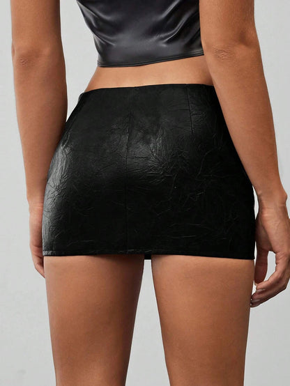 Faux Leather Black Mini Skirt