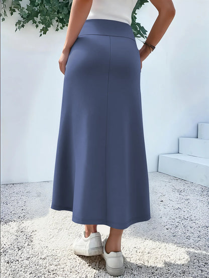 Blue A-Line Long Skirt
