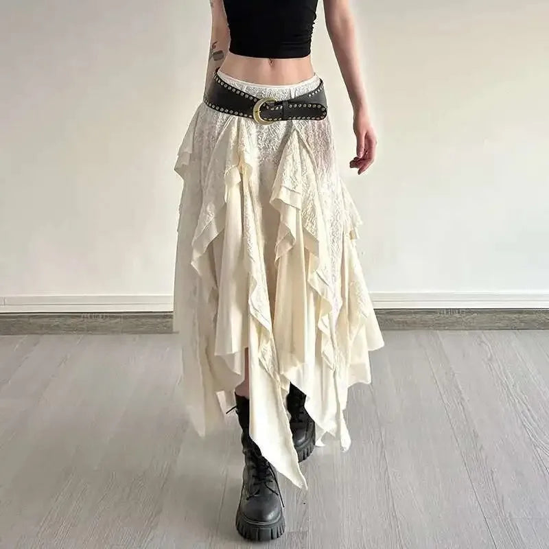 Irregular Cream Skirt