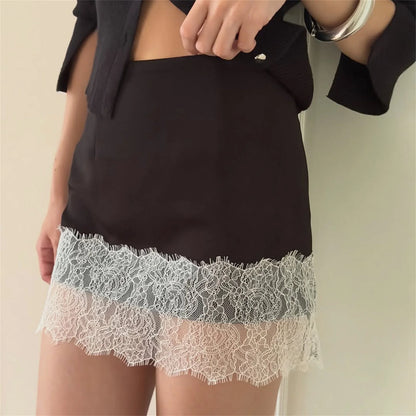 Satin And Lace Mini Skirt