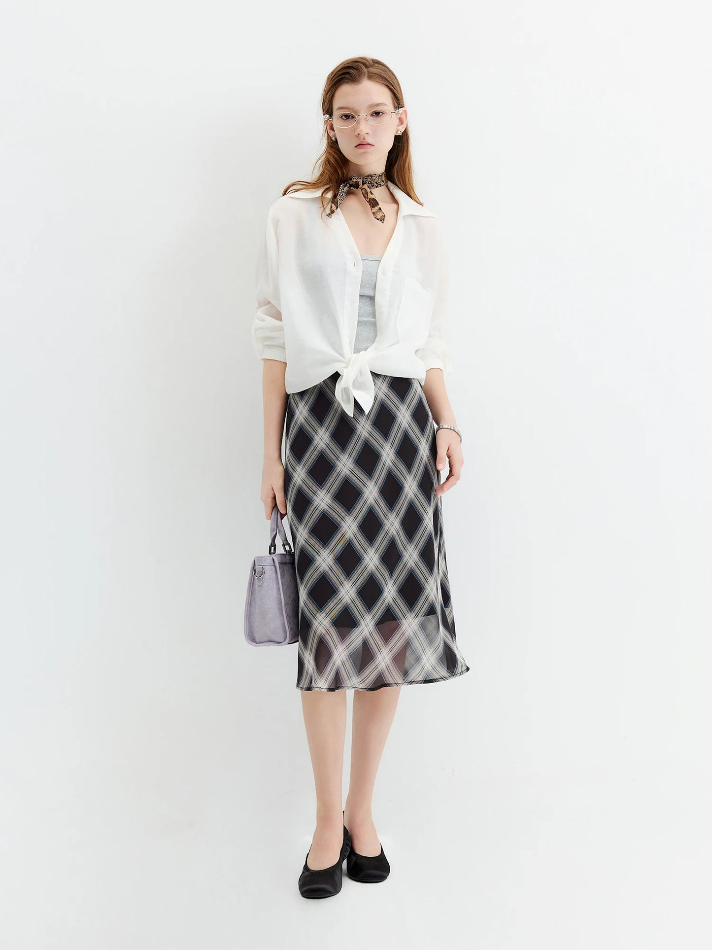 Chiffon Straight Midi Skirt