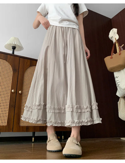 Ruffle Hem Maxi Skirt