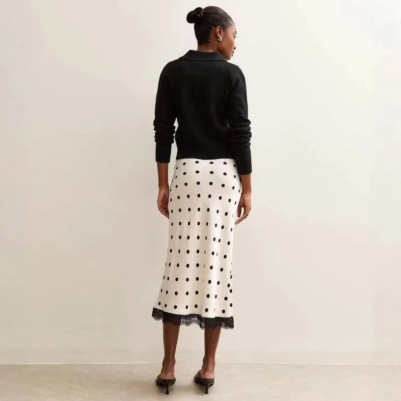 Polka Dot Satin Skirt