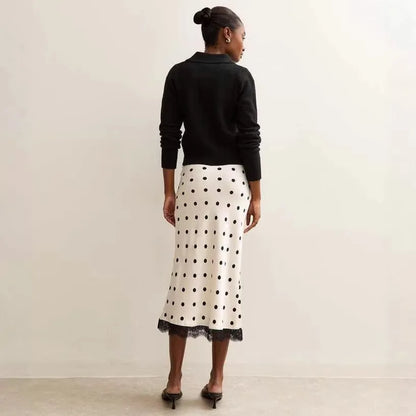 Polka Dot Satin Skirt