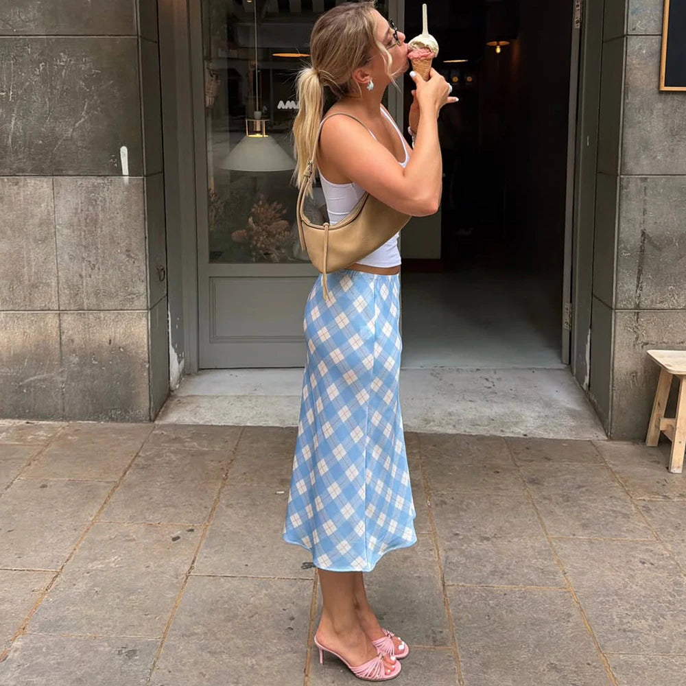 Blue Gingham Skirt