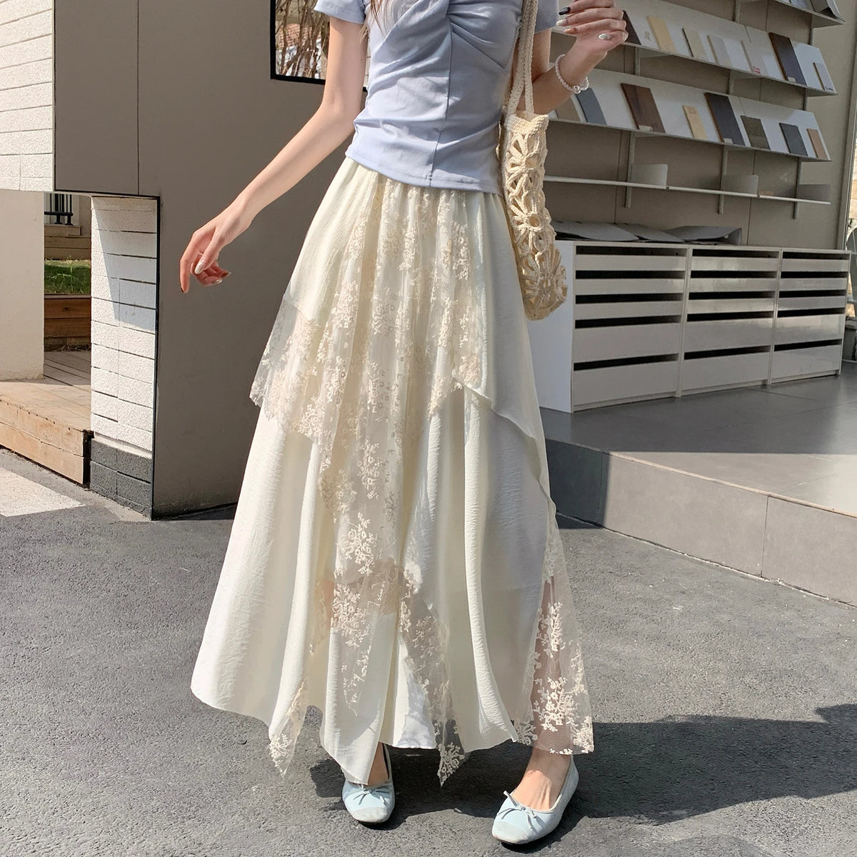 Lace Layered Maxi Skirt