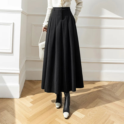 Wool Blend Pleated Skirt