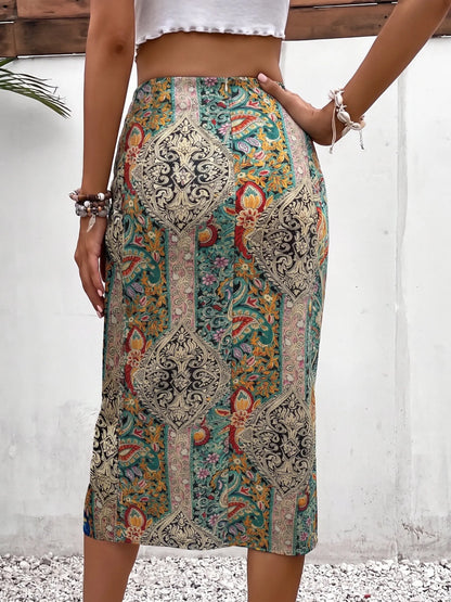 Boho Paisley Print Skirt