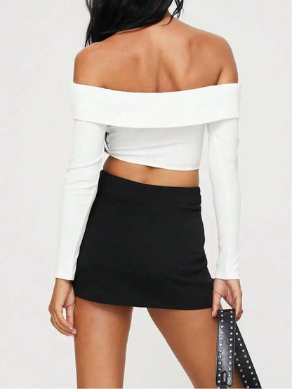 Black Mini Split Skirt