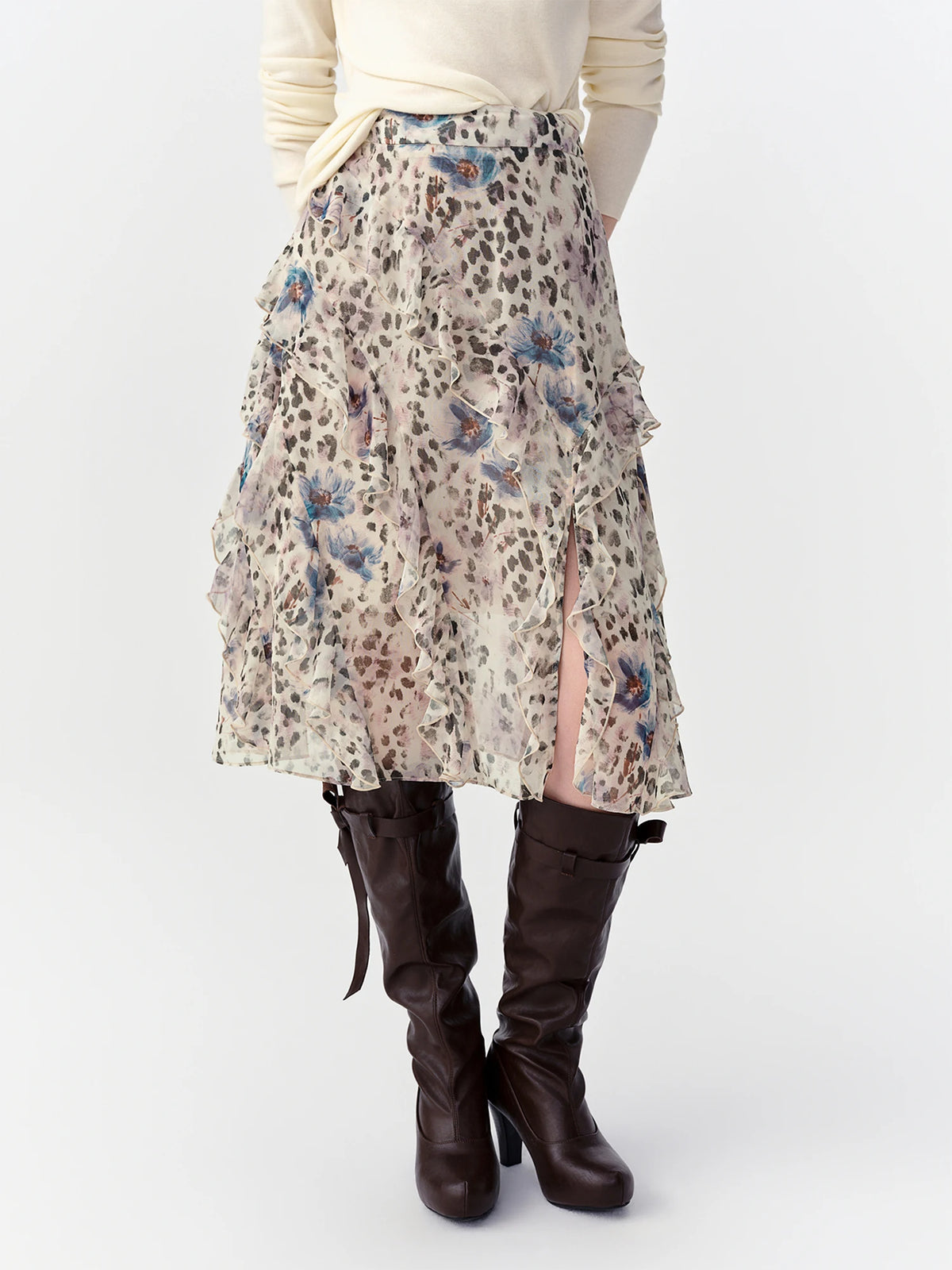 Midi Skirt with Ruffles
