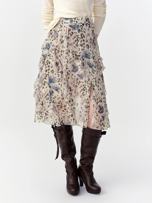 Midi Skirt with Ruffles