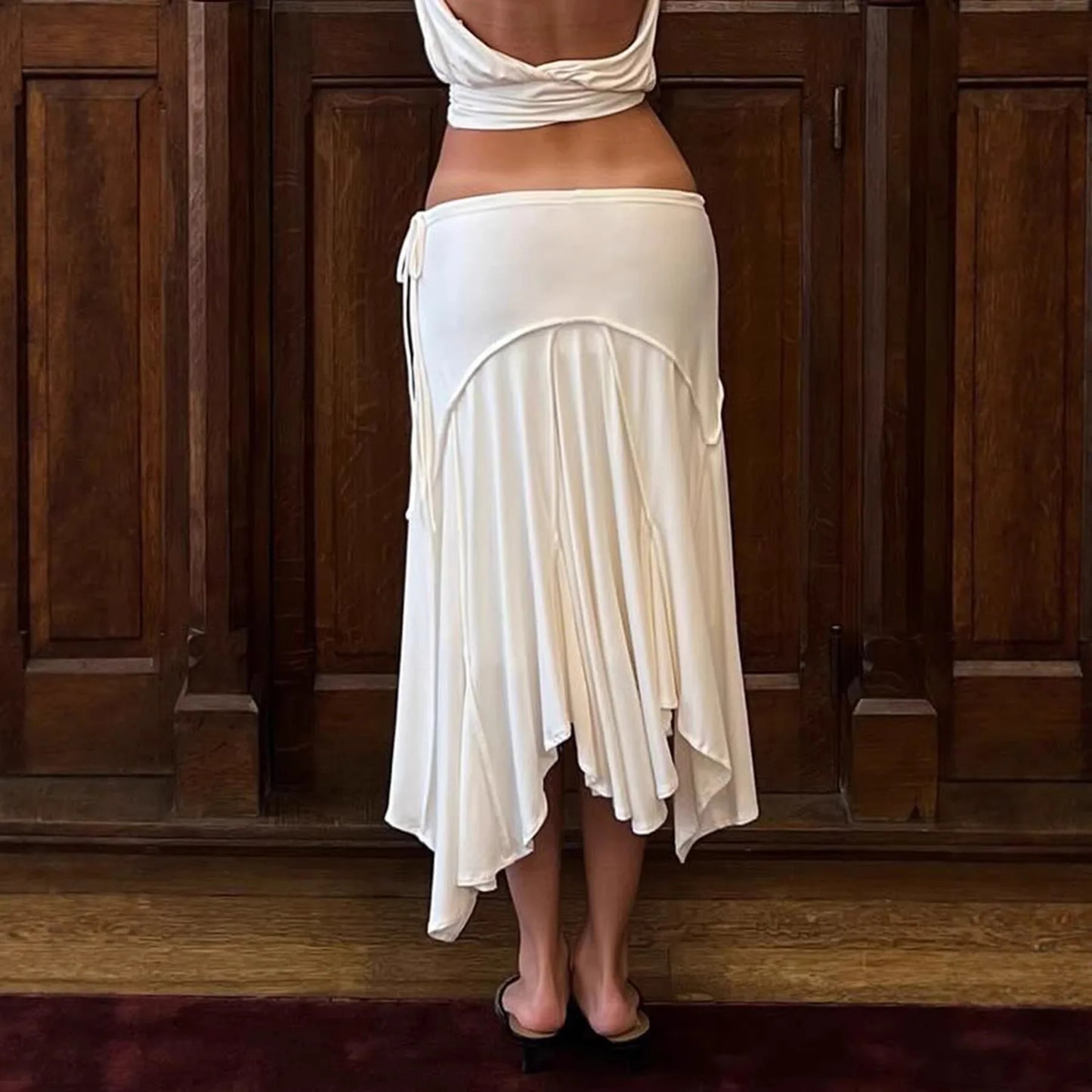 Irregular Low-Waisted White Skirt