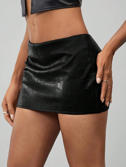 Faux Leather Black Mini Skirt
